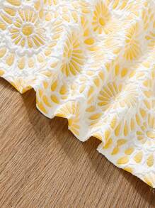 SHEIN 女大童滿身花卉提花荷葉邊洋裝