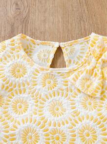 SHEIN 女大童滿身花卉提花荷葉邊洋裝