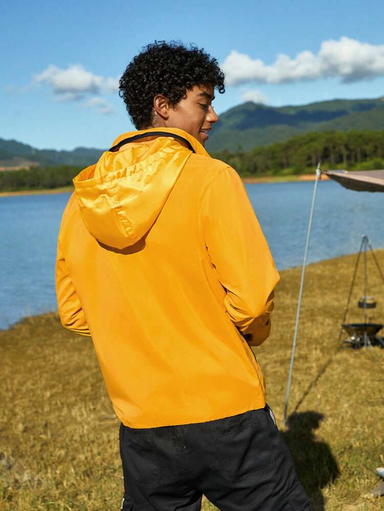 Men Zip Up Hooded Jacket
