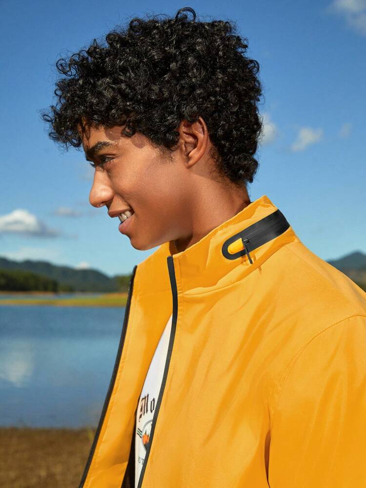 Men Zip Up Hooded Jacket