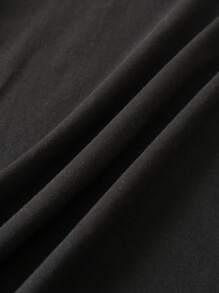 INAWLY Hơn Chất rắn Vòng cổ Áo thun - màu đen - Xem 3