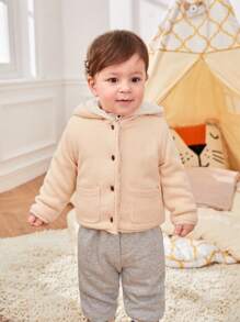 Bebé niño Cárdigan con diseño de oreja 3D con capucha - Albaricoque - Ver 2