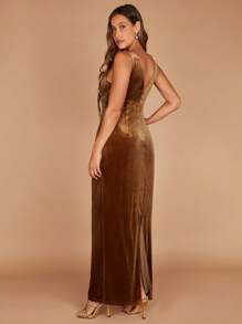 SHEIN Belle Tie Front Velvet Fitted Dress