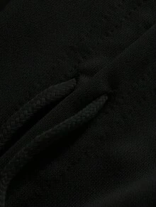 ROMWE MEN Grunge Punk Hombres Capucha cruzado & con estampado de slogan con cordón - Negro - Ver 6