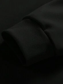 ROMWE MEN Grunge Punk Hombres Capucha cruzado & con estampado de slogan con cordón - Negro - Ver 7