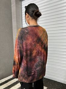 Muchica Camiseta de hombros caídos de tie dye - Marrón - Ver 2