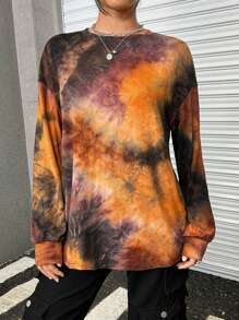 Muchica Camiseta de hombros caídos de tie dye - Marrón - Ver 4