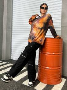 Muchica Camiseta de hombros caídos de tie dye - Marrón - Ver 5