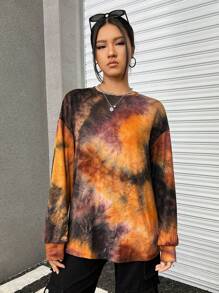Muchica Camiseta de hombros caídos de tie dye - Marrón - Ver 6
