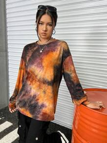 Muchica Camiseta de hombros caídos de tie dye - Marrón - Ver 8