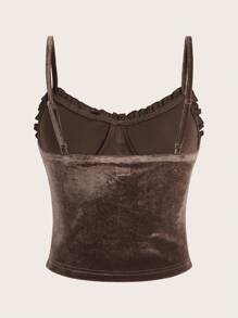 SHEIN ICON 西部風格素色吊帶上衣 - 卡其色 - 查看 2