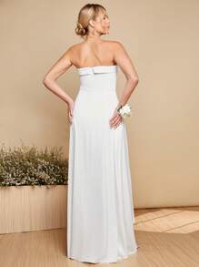 SHEIN Belle Solid Tube Overlay Jumpsuit