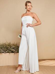 SHEIN Belle Solid Tube Overlay Jumpsuit