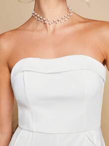 SHEIN Belle Solid Tube Overlay Jumpsuit