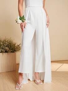 SHEIN Belle Solid Tube Overlay Jumpsuit