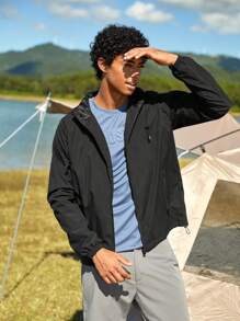 In My Nature Men Zip Up Hooded Jacket - Black - View 3