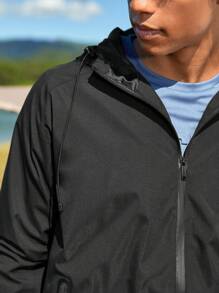 In My Nature Men Zip Up Hooded Jacket - Black - View 6