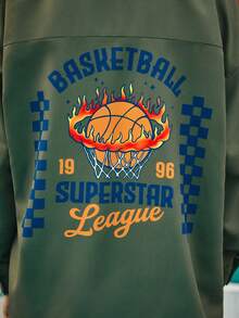 Sobokeboon 1 Miếng Đồ họa Chữ cái Thả vai Áo sơ mi - xanh quân đội - Xem 7