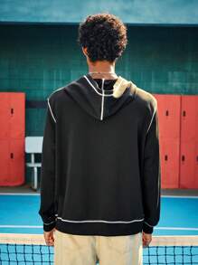 Gumgfx Men Letter Graphic Top-stitching Hoodie - Black - View 2