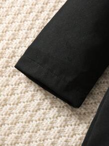 SHEIN Young Girl Sporty Stand Collar Long Sleeve Jumpsuit With Zipper Closure And Waist Belt, Suitable For Outdoor Activities And Vacation, Autumn - Black - View 3