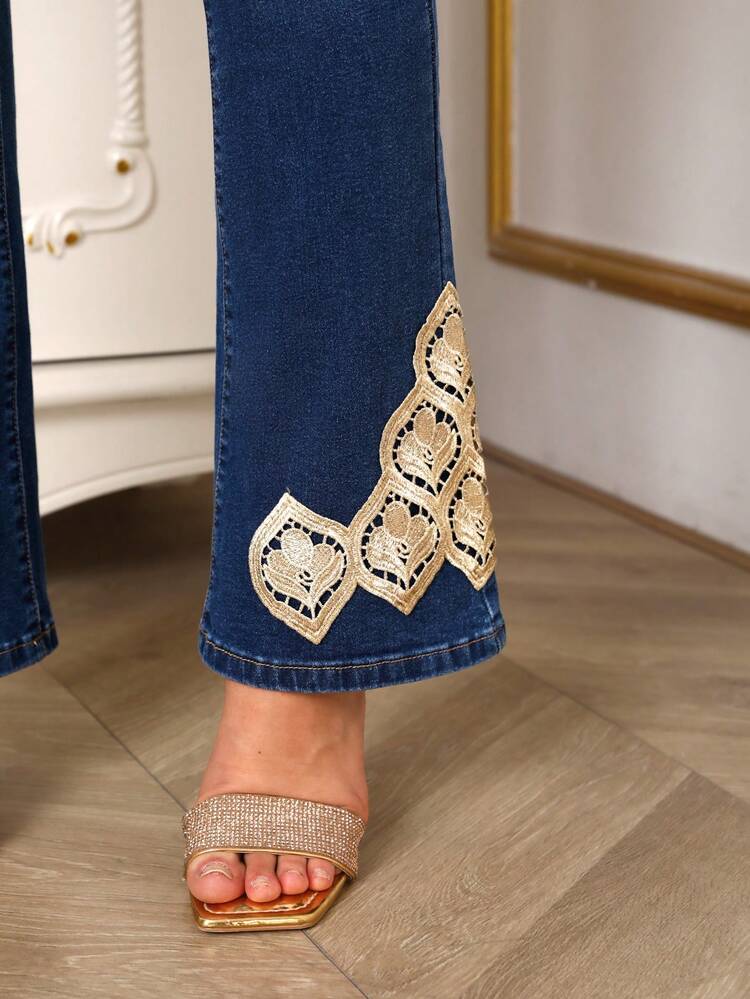 Geo Print Flare Leg Jeans