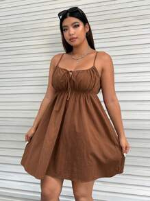 SHEIN EZwear 大碼前打結吊帶洋裝