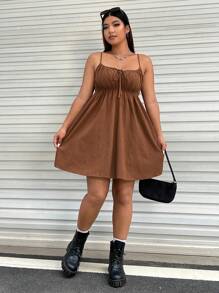 SHEIN EZwear 大碼前打結吊帶洋裝