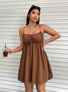 SHEIN EZwear 大碼前打結吊帶洋裝