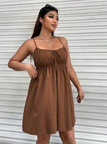 SHEIN EZwear 大碼前打結吊帶洋裝