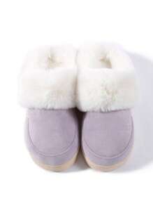 仿麂皮女性室內防滑,濃烈香調,柔軟的,舒服的和耐磨拖鞋適用於家庭 - 紫色 - 查看 6