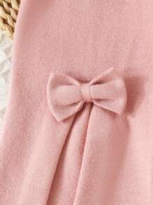 女嬰前蝴蝶結褶皺細節針織長褲