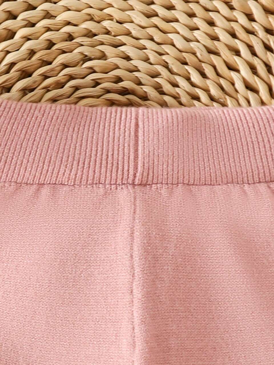 Baby Girl Bow Front Fold Pleated Detail Knit Pants
