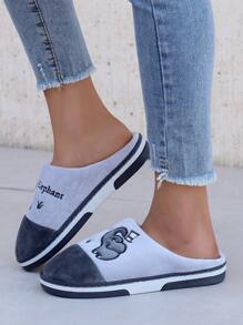 Fall/Winter Elegant Women's Slippers, Cartoon Elephant Design, Fashion Versatile, Warm Fuzzy House Slippers,Fluffy Slippers - Grey - View 6