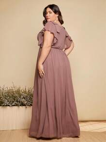 SHEIN Belle Plus Butterfly Sleeve Maxi Bridesmaid Dress - Dusty Pink - View 4