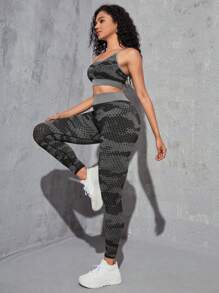 滿版印花運動套裝 - 灰色 - 查看 3