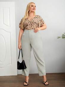 SHEIN Essnce Plus Stevige Hoge taille Broeken