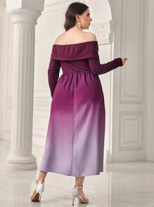 Modelyn Plus Ombre Off Shoulder Dress Without Belt - Multicolor - View 2