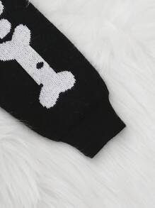 Baby Girl Skeleton Pattern Jumper & Knit Trousers - Black - View 3