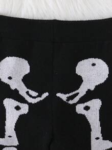 Baby Girl Skeleton Pattern Jumper & Knit Trousers - Black - View 4