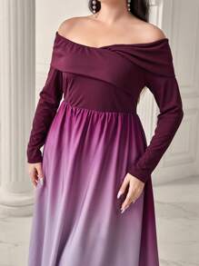 Modelyn Plus Ombre Off Shoulder Dress Without Belt - Multicolor - View 6
