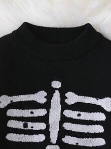 Baby Girl Skeleton Pattern Jumper & Knit Trousers - Black - View 5