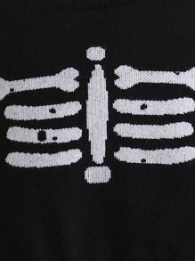 Baby Girl Skeleton Pattern Jumper & Knit Trousers - Black - View 6