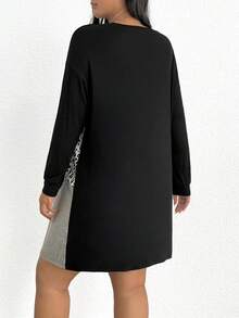 SHEIN Thai sản Hơn In hoa Báo Khối màu Thả vai Đầm - Nhiều màu - Xem 2