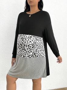 SHEIN Thai sản Hơn In hoa Báo Khối màu Thả vai Đầm - Nhiều màu - Xem 3