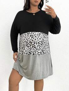 SHEIN Thai sản Hơn In hoa Báo Khối màu Thả vai Đầm - Nhiều màu - Xem 4