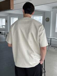 DAZY Men Letter Graphic Drop Shoulder Tee - Beige - View 2