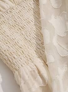 FRIFUL Tie Neck Ruffle Trim Dress - Beige - View 2