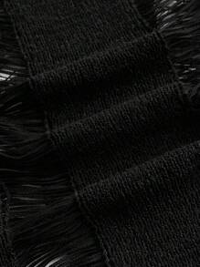 SHEIN EZwear Chất rắn Nút phía trước Áo len Mở Không có áo Top Cami - màu đen - Xem 3