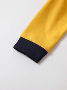 Young Boy Letter Graphic Colorblock Hoodie & Contrast Side Seam Sweatpants - Multicolor - View 5