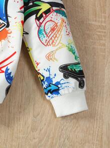 SHEIN Bộ hai mảnh cổ tròn tay áo thông thường cho cậu bé hoạt hình mát mẻ giản dị cho mùa thu - Nhiều màu - Xem 6